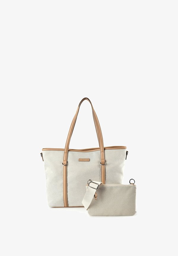 TOM TAILOR JAMILA ZIP SHOPPER L - Handbag - mixed off white