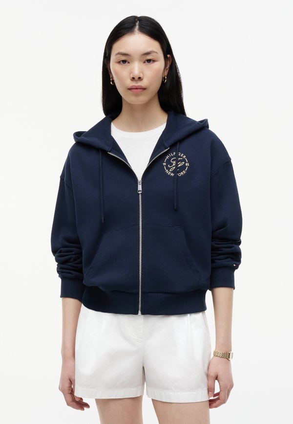 Tommy Hilfiger ROUNDAL ZIP UP HOODIE - Zip-up sweatshirt - dark night navy