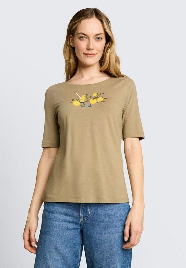 TOM TAILOR T-SHIRT CREW NECK WITH PRINT - Print T-shirt - silver olive