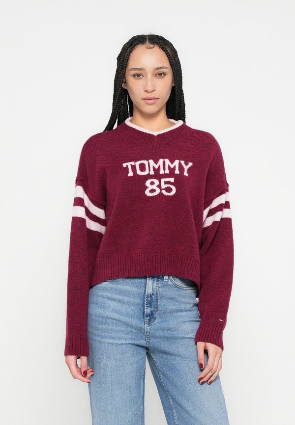 Tommy Jeans INTARSIA LOGO V-NECK RELAXED JUMPER