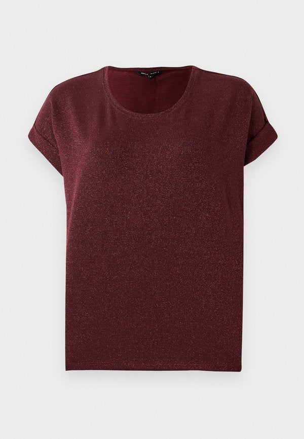 ONLY ONLMOSTER GLITTER S/S TOP NOOS JRS - Basic T-shirt - chocolate truffle