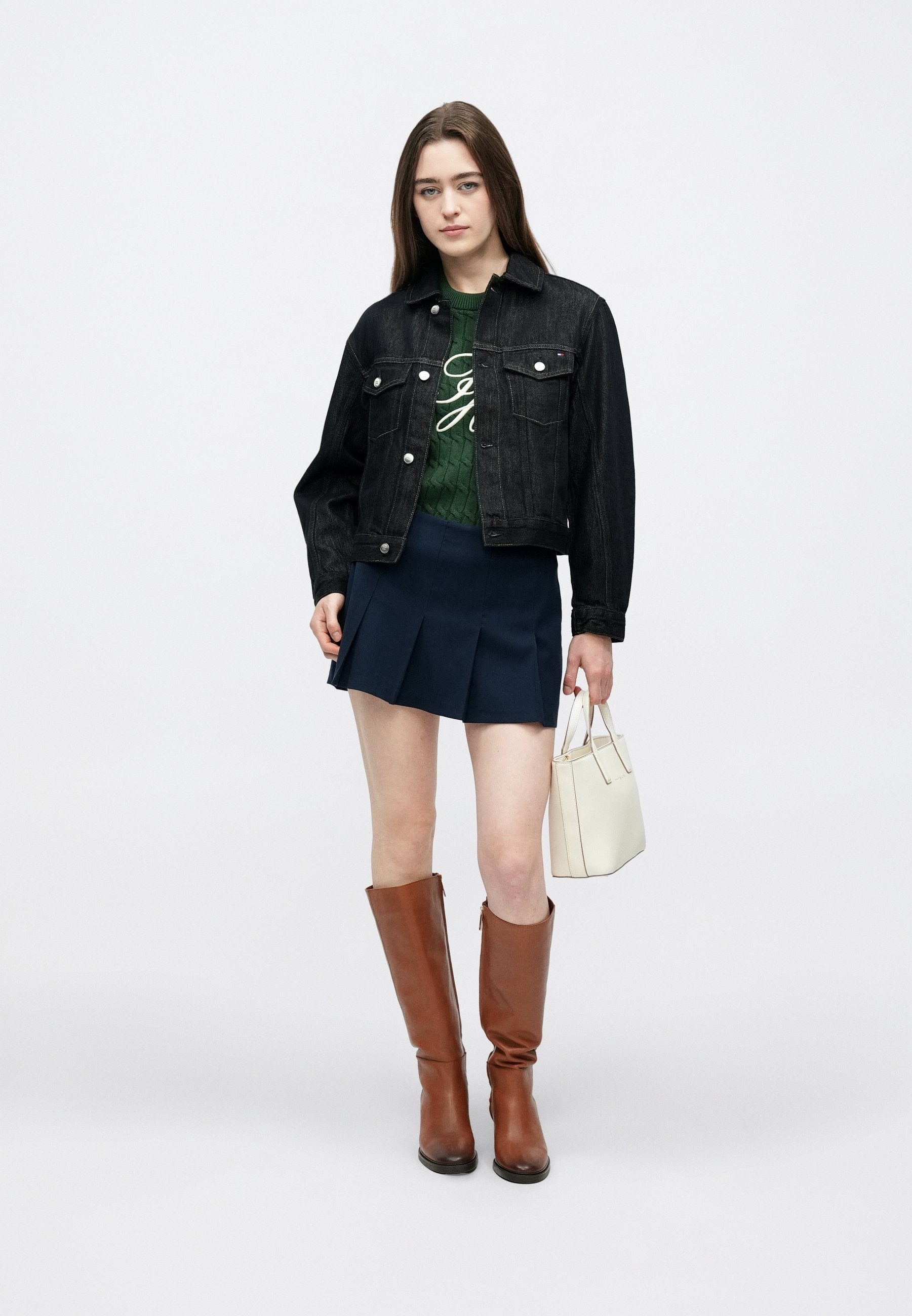 FLAG EMBROIDERY PLEATED DENIM JACKET Media 2