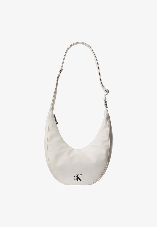 Calvin Klein BUCKLE CONVERTIBLE SMALL HOBO - Handbag - white alyssum