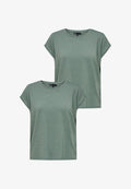 ONLY 2ER PACK-SET MODISCHES MIT GLITZER NAHT RUNDHALS - Basic T-shirt - dunkelgrün