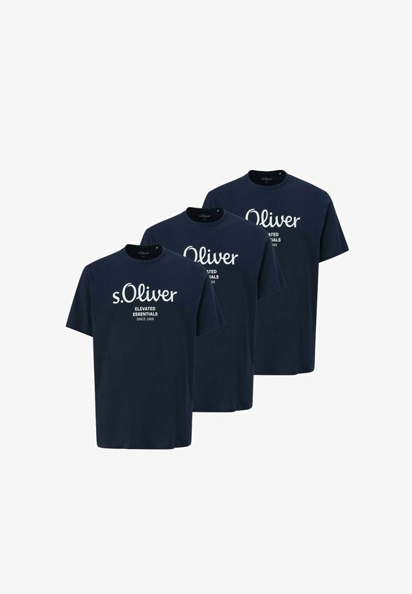 s.Oliver S.OLIVER HERREN T-SHIRT | 3 STÜCK - Print T-shirt - navy