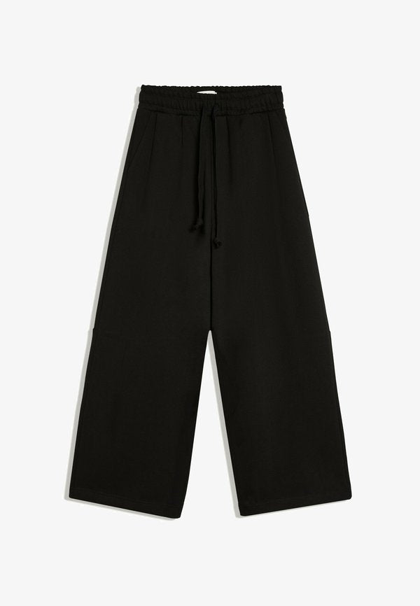 Bershka BONDED WIDE LEG - TRACKSUIT BOTTOMS - Tracksuit bottoms - black
