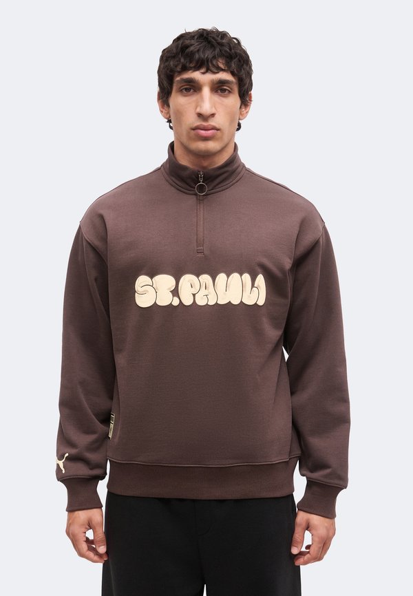 Puma FC ST PAULI GRAPHIC HALF ZIP - Club wear - chocolate brown/beige