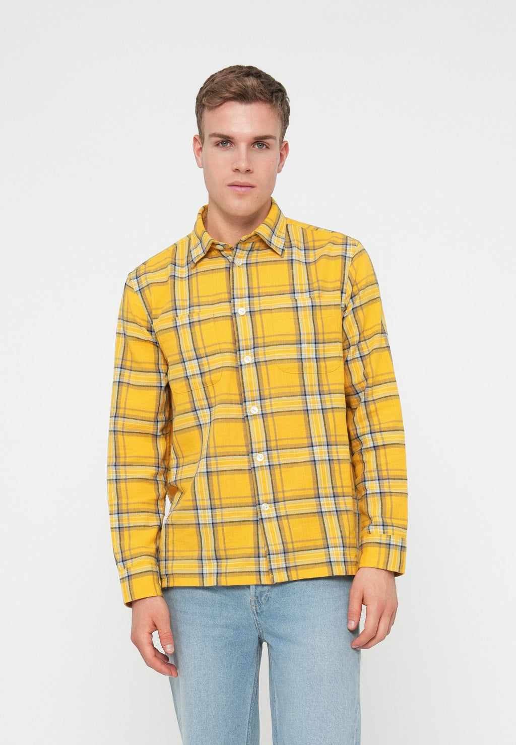 RELAXED FIT TEXTURED TWILL CHECK SHIRT Media 3