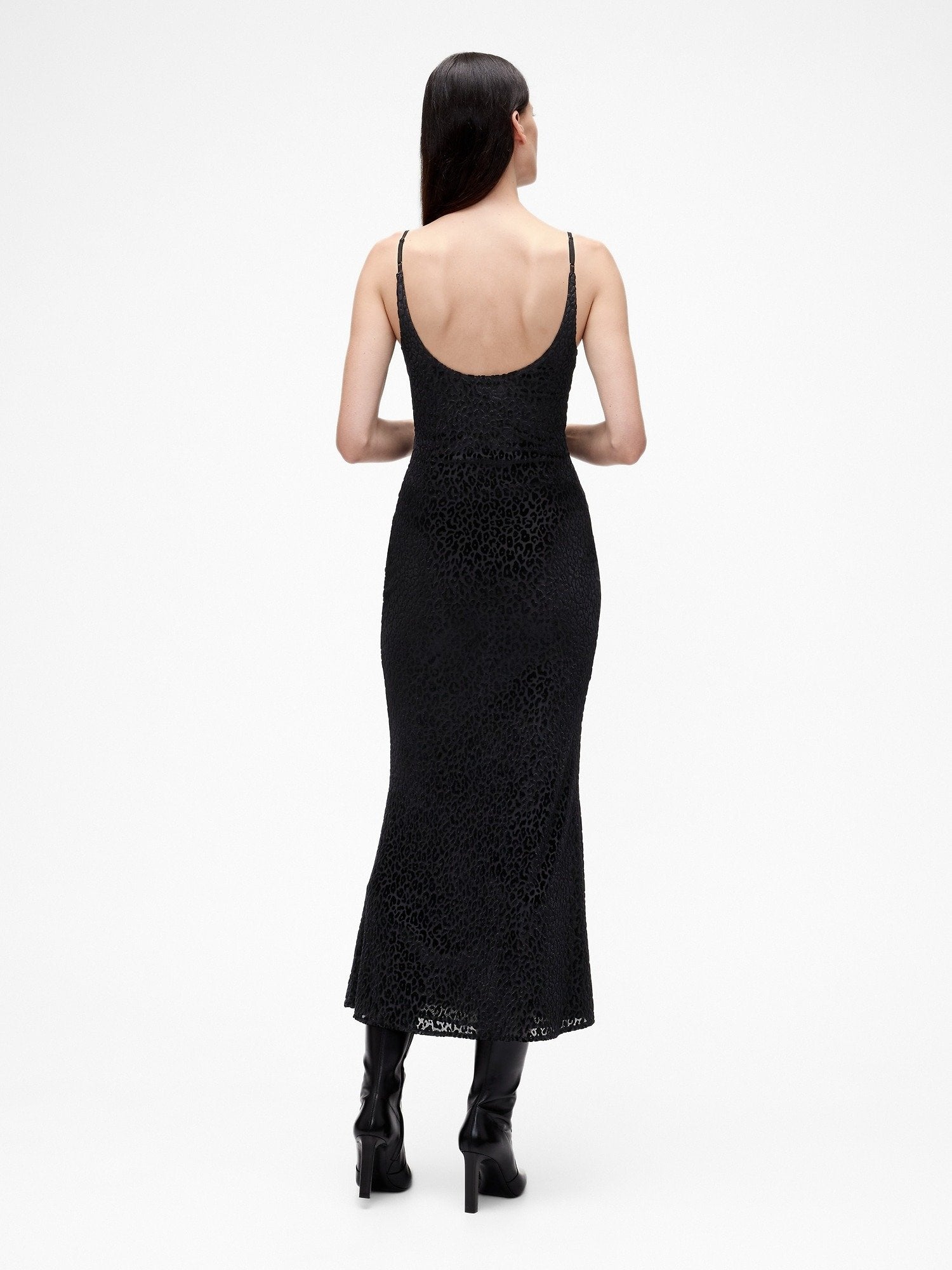GAP GAPSTUDIO BURNOUT VELVET LEOPARD SLIP DRESS