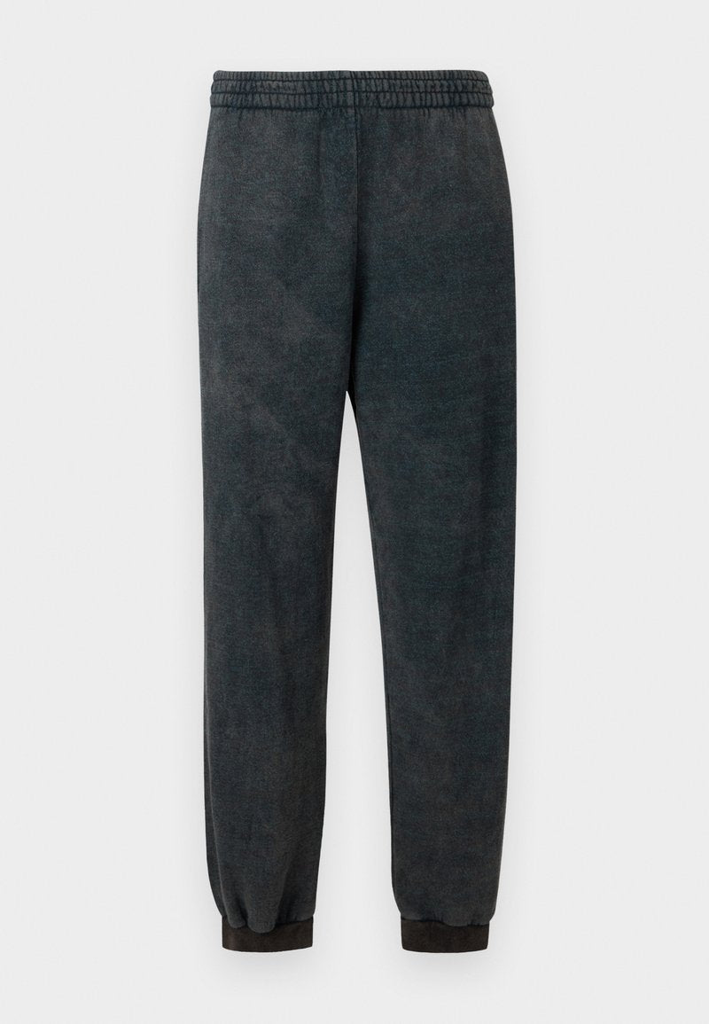 Dunkelgraue Fleece-Sweatpants mit elastischem Bund und Bündchen, gerade geschnitten, entworfen für die Freizeit.