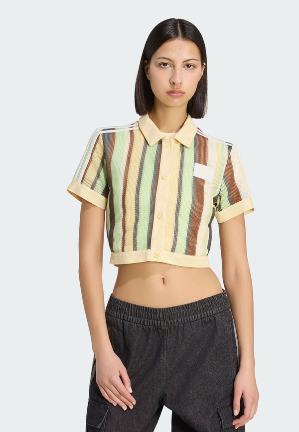 adidas Originals SUMMER GLOW STRIPED CROPPED - Button-down blouse - easy yellow