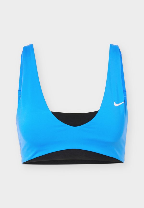 Nike Performance SCULPT STRAPPY BRA - Medium support sports bra - light photo blue/black/white