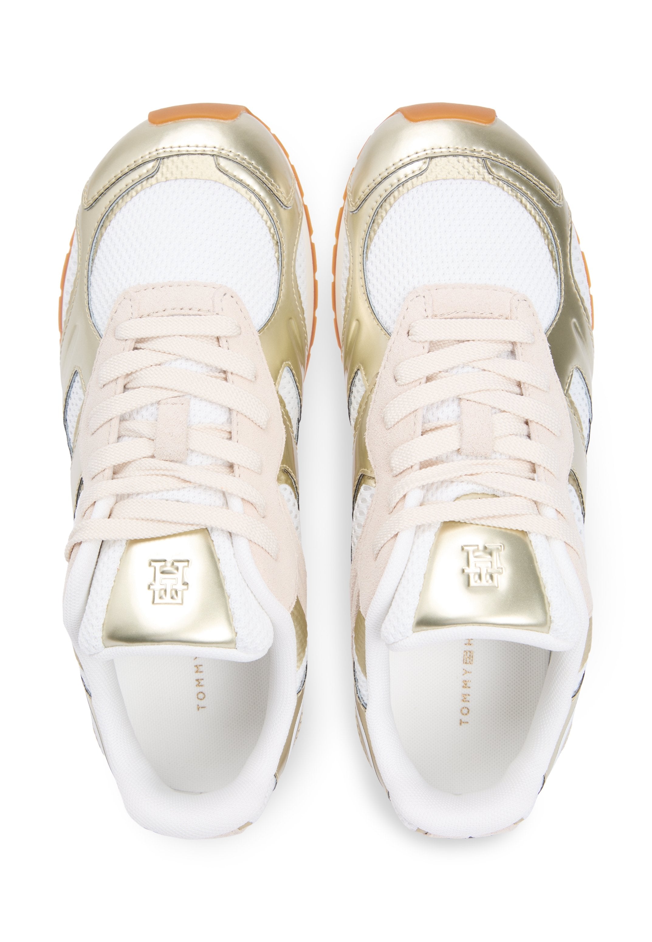 MIXED TEXTURE METALLIC TRAINERS WITH LEATHER Media 4