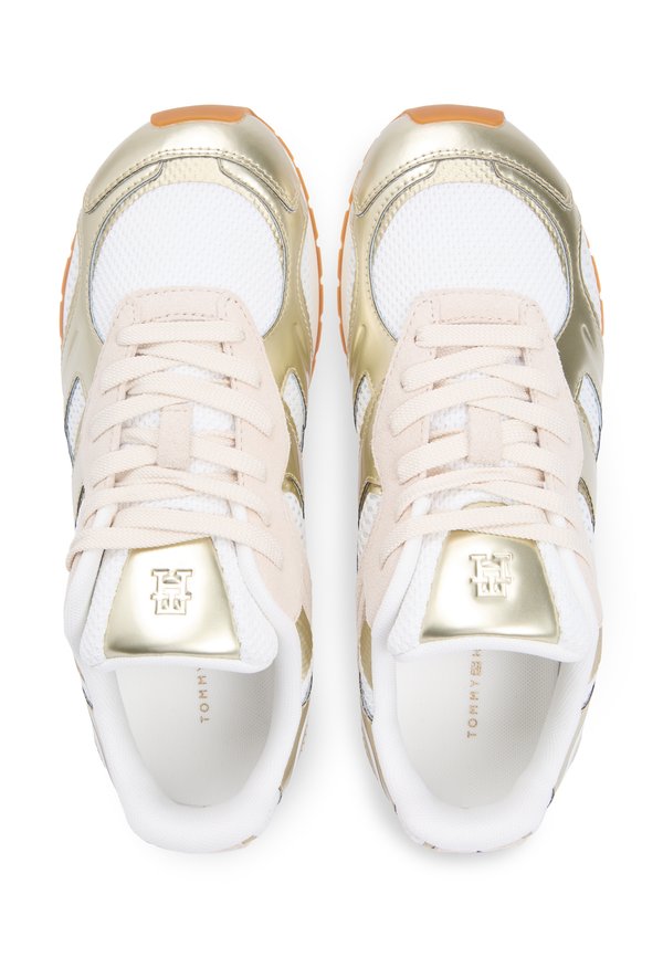 Tommy Hilfiger MIXED TEXTURE METALLIC TRAINERS WITH LEATHER