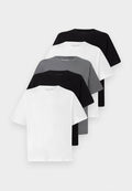 Jack & Jones JJHUGO LOOSE TEE CREW NECK 5 PACK - Basic T-shirt - white/black/castlerock