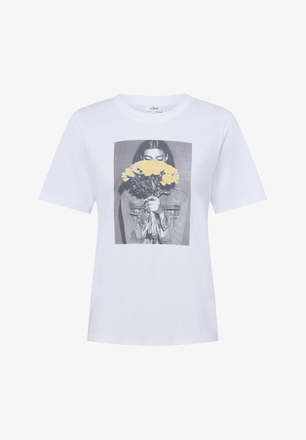 s.Oliver Print T-shirt - weiß gelb