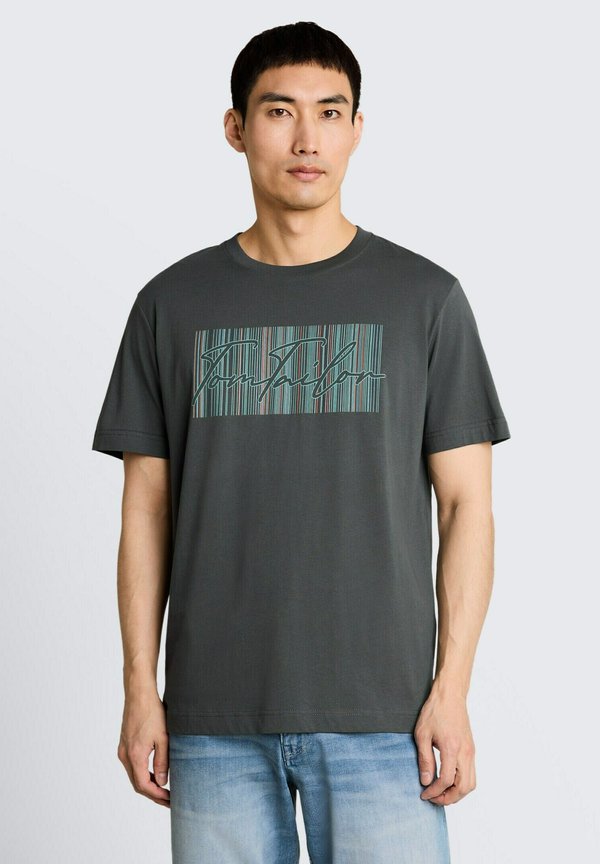 TOM TAILOR TOM TAILOR T-SHIRT T-SHIRT MIT LOGO-PRINT - Print T-shirt - darkest olive