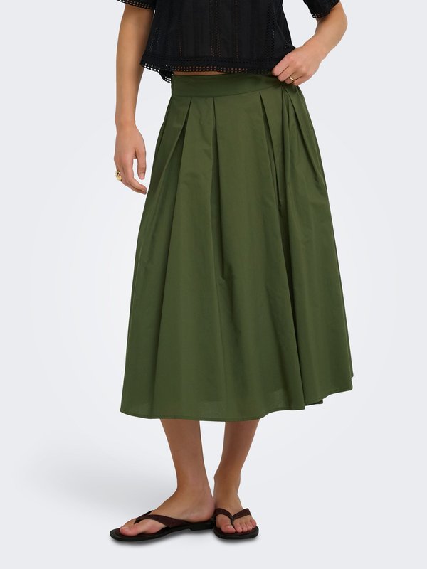 ONLY ONLMAILA LONG PLEAT SKIRT OX WVN - A-line skirt - khaki
