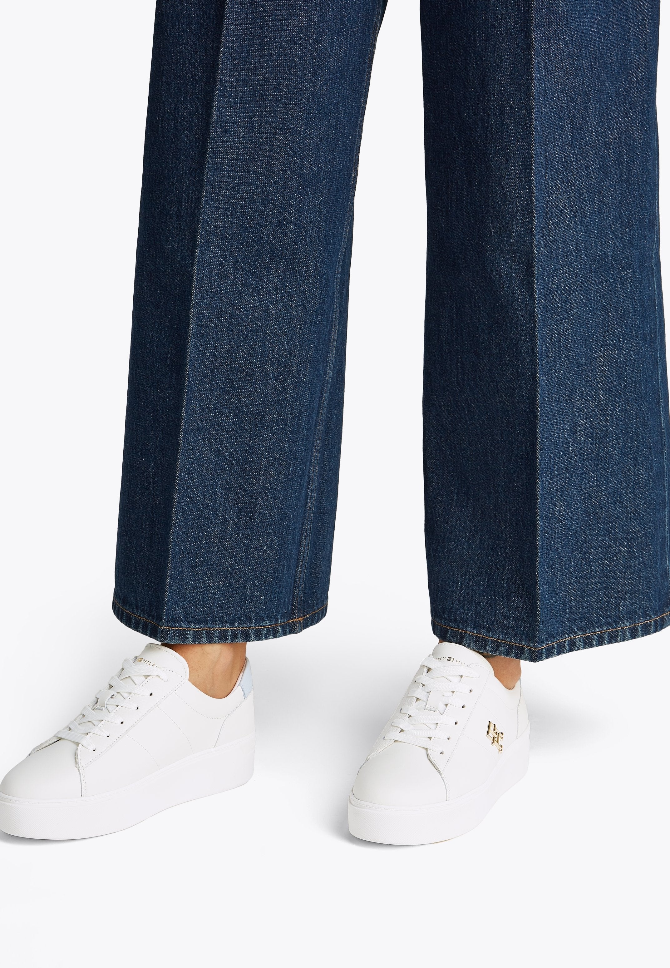 Tommy Hilfiger TH MONOGRAM LEATHER PLATFORM COURT TRAINERS