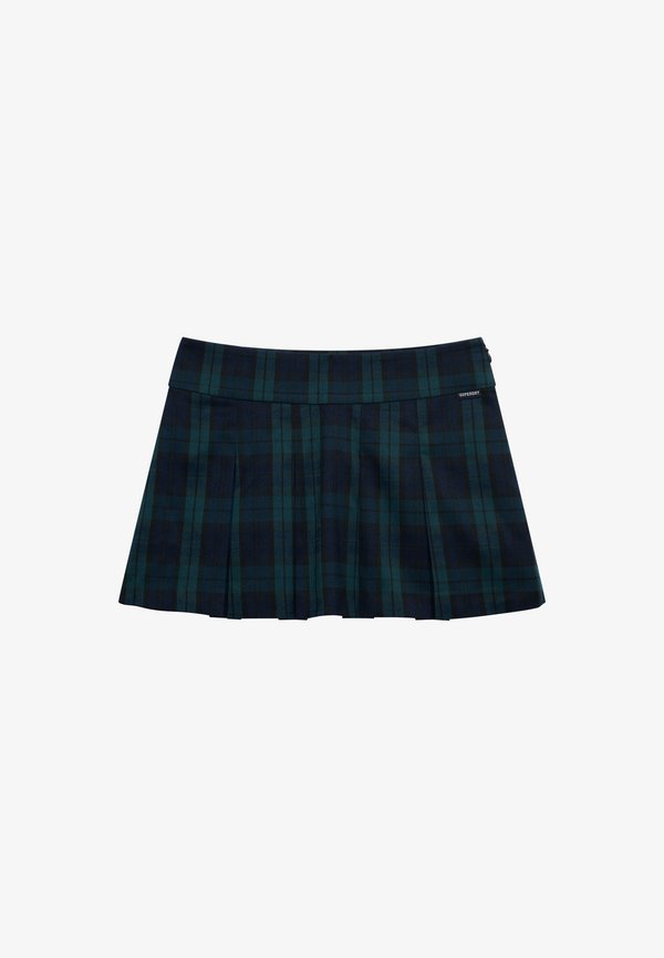 Superdry & Co SUPERDRY MINI PLEATED SKORT.. - A-line skirt - navy green check