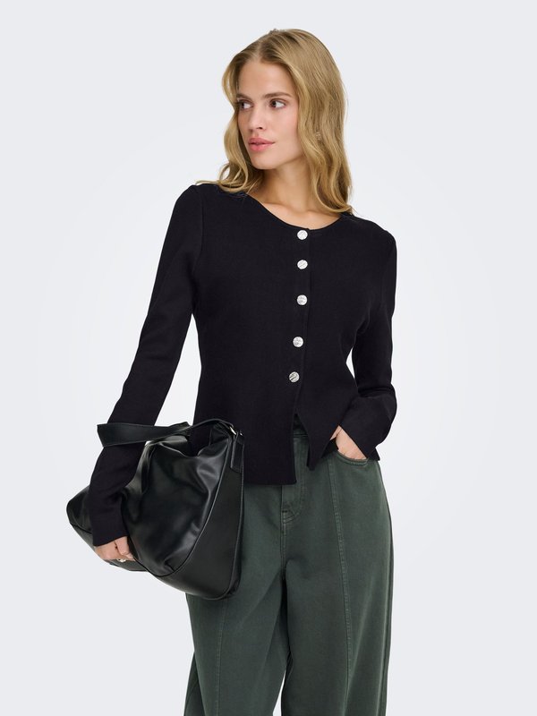 ONLY ONLMELLI ONECK BUTTON CARDI - Cardigan - black