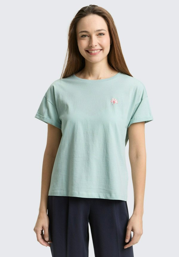 TOM TAILOR DROP SHOULDER CHEST  - Basic T-shirt - blue haze