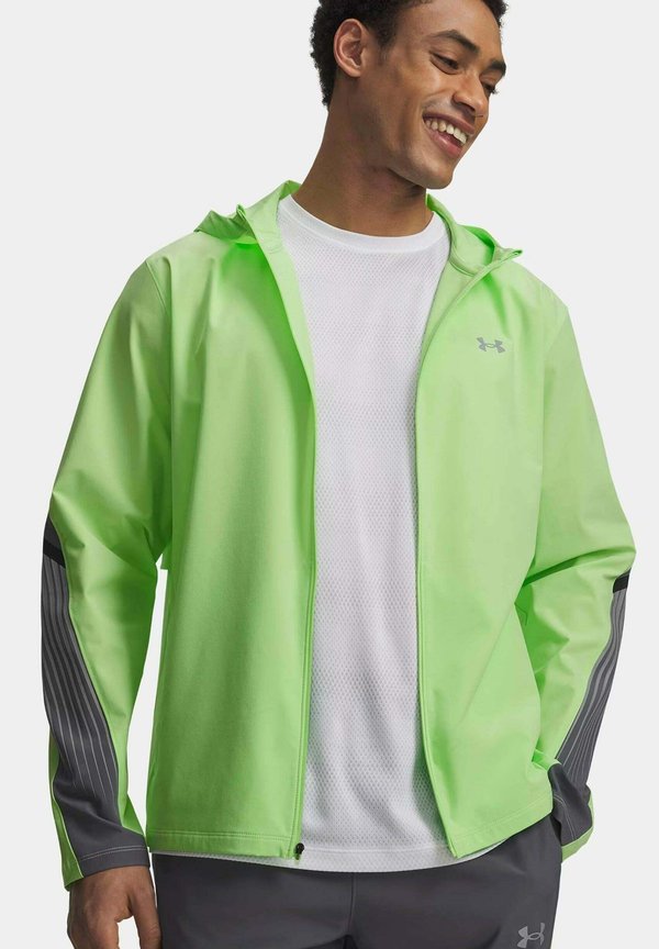 Under Armour LAUFJACKE VELOCITI STORM HOODED - Windbreaker - lumoslime castlerock reflective