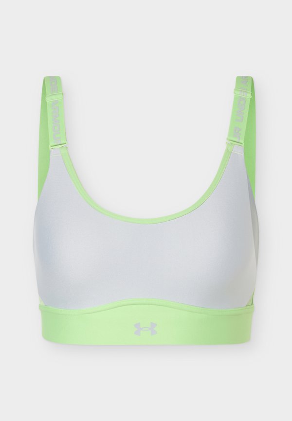 Under Armour INFINITY 2.0 MID - Medium support sports bra - lumos lime/mod gray