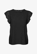 Vero Moda VMTASSA FRILL - Print T-shirt - black