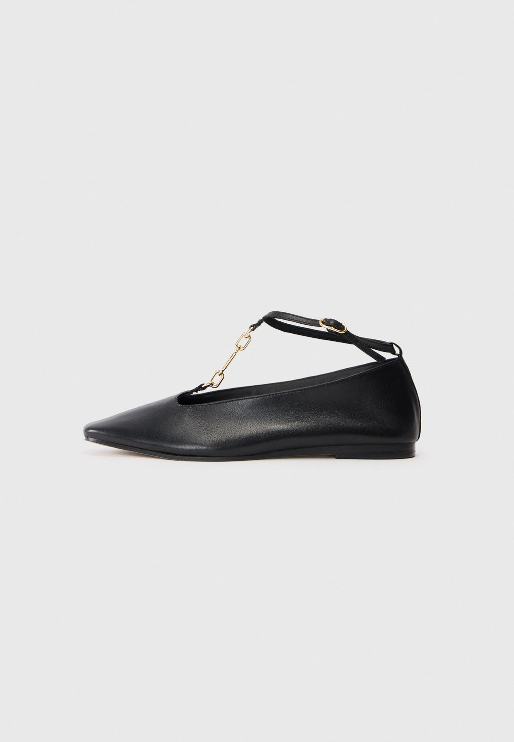 LEATHER T-BAR CHAIN BALLERINAS Media 1