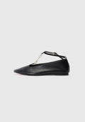 LEATHER T-BAR CHAIN BALLERINAS Media 1