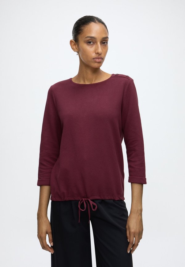 TOM TAILOR T-SHIRT STRUCTURED - Long sleeved top - preppy plum