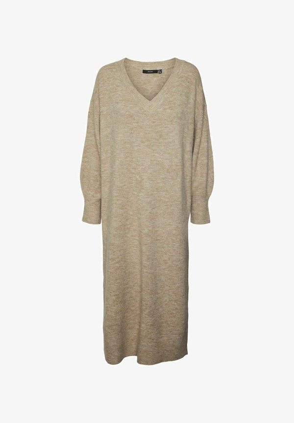 Vero Moda Knitted VMJUPITER Midi - Jumper dress - silver mink