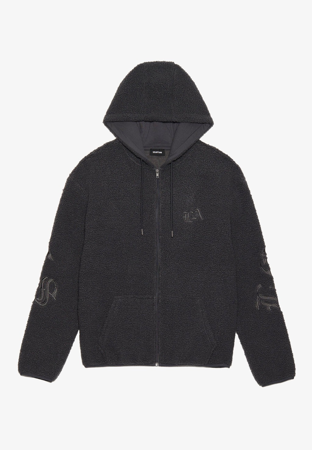 YOURTURN UNISEX TEDDY RELAXED FIT EMBROIDERED HOODIE