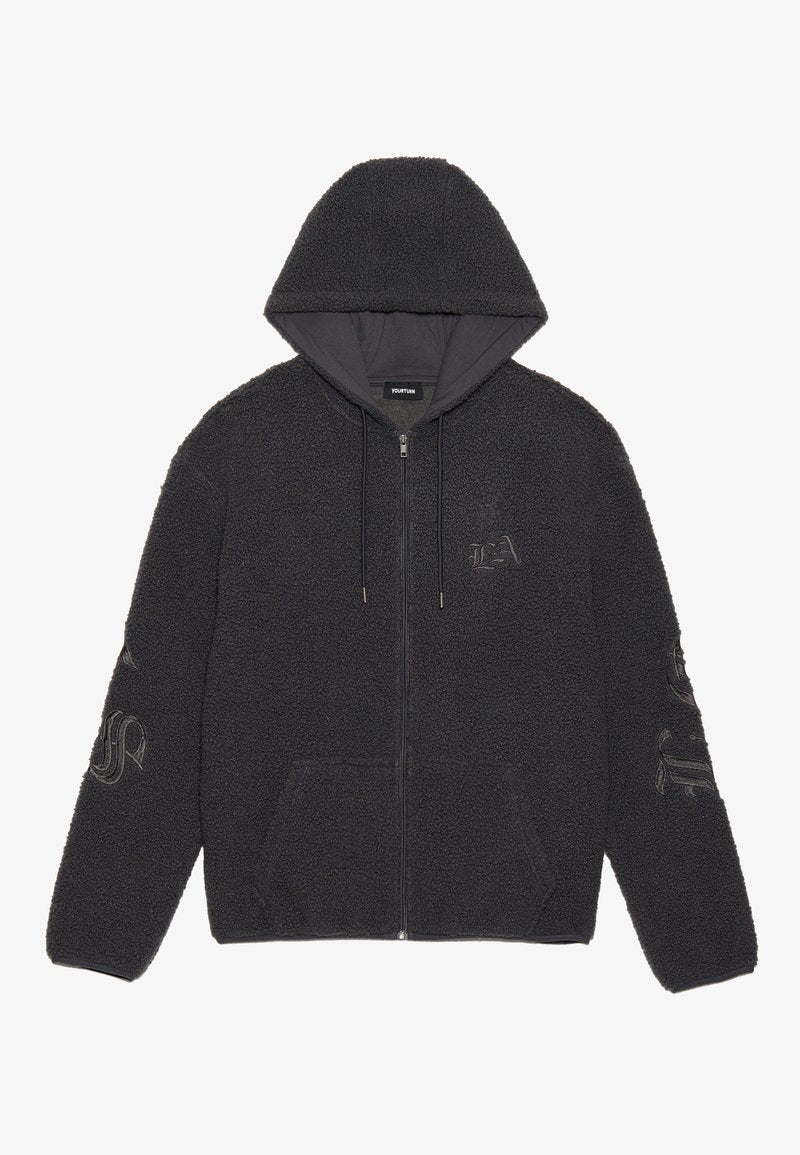 UNISEX TEDDY RELAXED FIT EMBROIDERED HOODIE Media 1