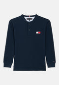 WAFFLE KNIT HENLEY LONG SLEEVE T-SHIRT Media 1
