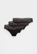 ONLY ONLCHLOE GLITTER THONG 3 PACK - Thong - black/silver-coloured