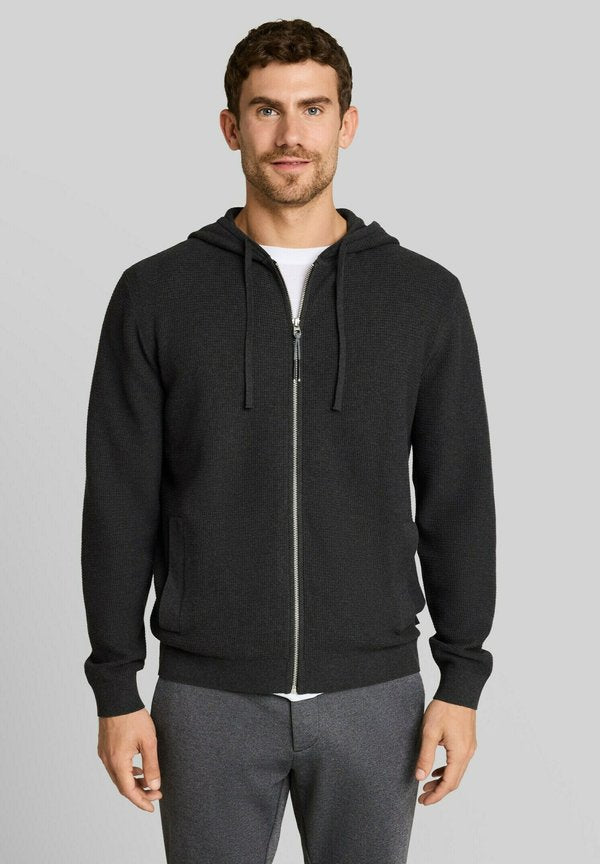 TOM TAILOR STRUCTURED HOOD JACKET KNIT - Cardigan - black grey melange