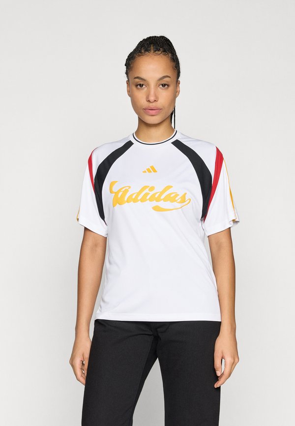 adidas Sportswear TEE - Print T-shirt - white/black/team power red/collegiate gold-coloured