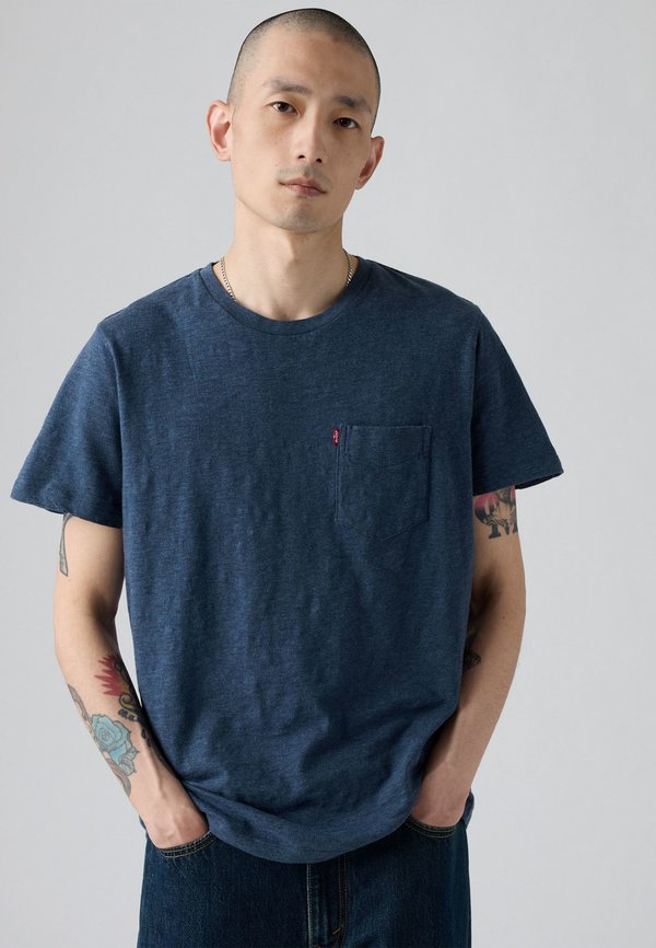 Levi's® CLASSIC POCKET TEE - Print T-shirt - dress blues heather slub jersey
