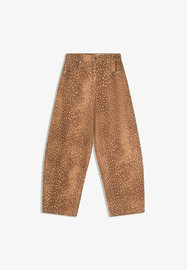 Bershka ANIMAL PRINT BARREL - TROUSERS - Baggy Jeans - dark brown
