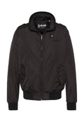 Schwarze Bomberjacke mit Reißverschluss, gerippten Bündchen und Saum, Klappentaschen und Stehkragen, mit Schott-Logo auf der Brust und innen im Kragen.