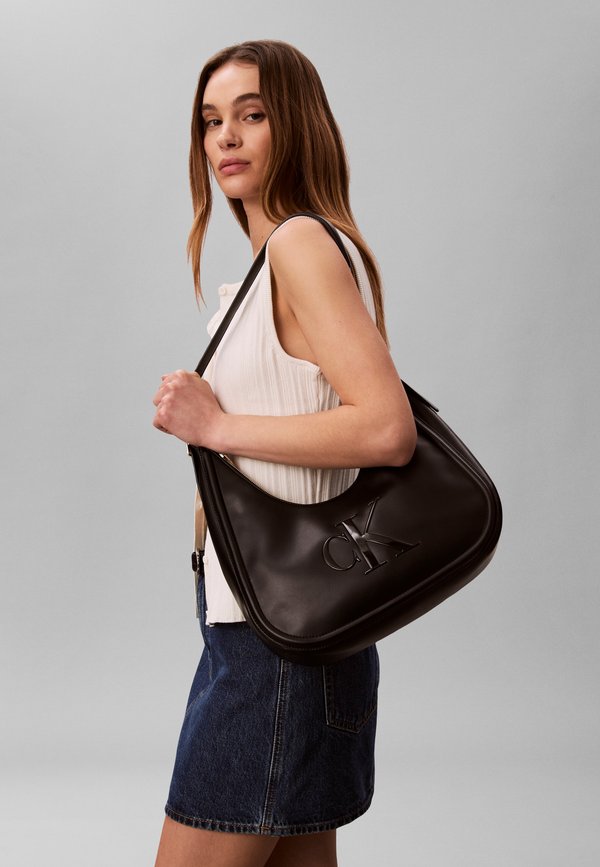 Calvin Klein BOLD CRESCENT BAG - Handbag - black