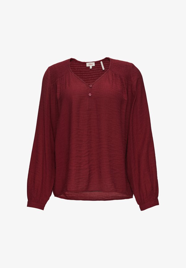 s.Oliver MET GESMOKTE DETAILS - Blouse - rubinrot