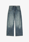 Bershka LOW-RISE BARREL JEANS - Wide Leg - light blue