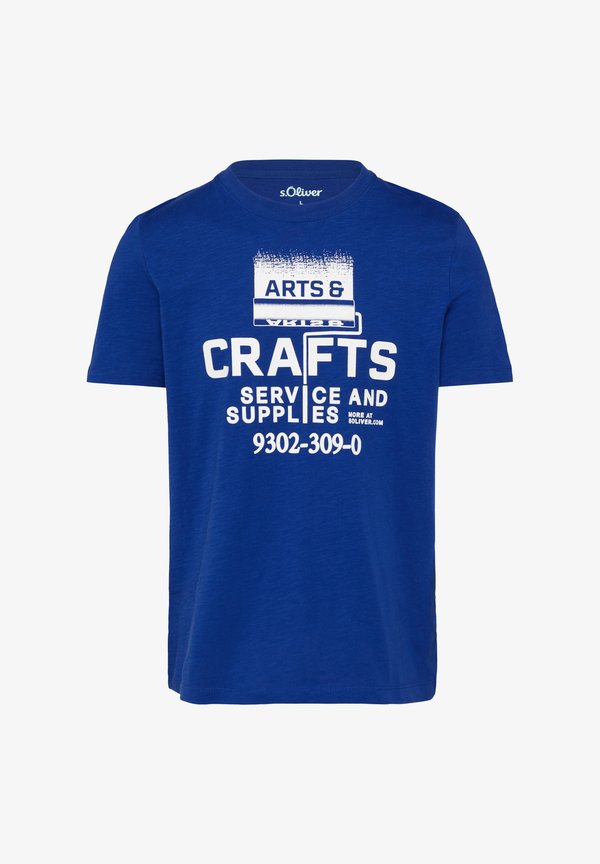 s.Oliver CREW-NECK - Print T-shirt - ozeanblau