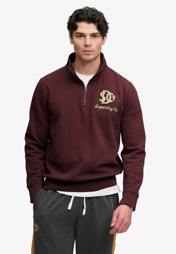 Superdry & Co SUPERDRY VINTAGE ATHLETIC HALF ZIP SWEATSHIRT.. - Sweatshirt - dark oxblood