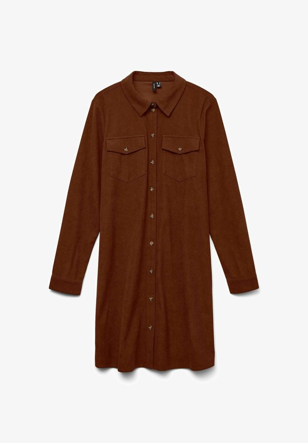 Vero Moda VMVILJA Corduroy Short - Shirt dress - tobacco brown