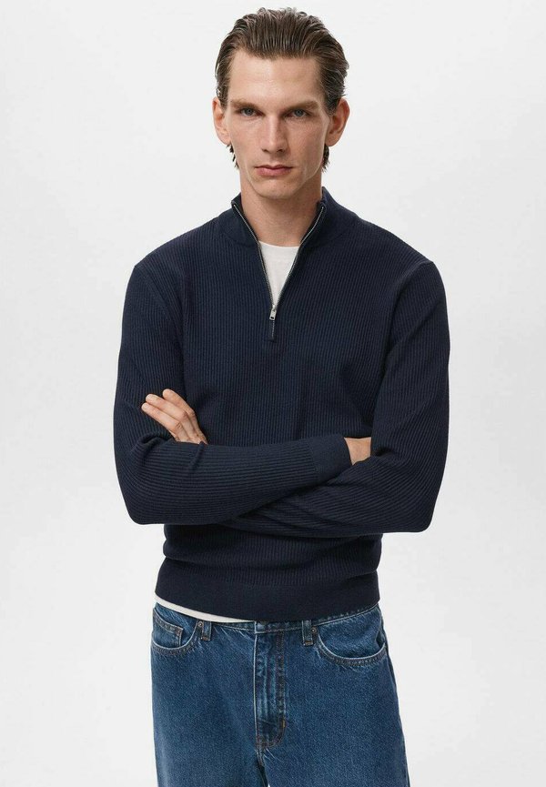 Mango WITH ZIP NECK - Jumper - dark blue