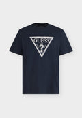 Guess TRIANGLE LEAVES EMBROIDE - Basic T-shirt - smart blue
